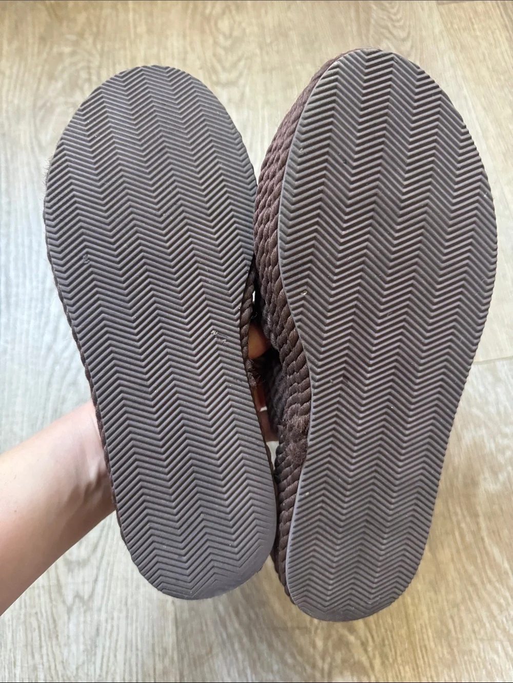 H&M Dark Brown Braided Rope Slide Sandals